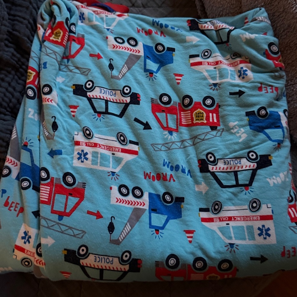 Little Sleepies Blue and Red Police Car Blanket